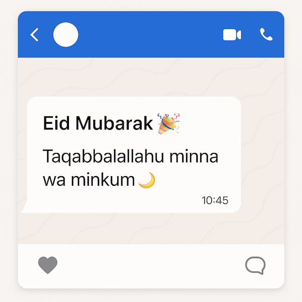 send "Eid Mubarak" through social media